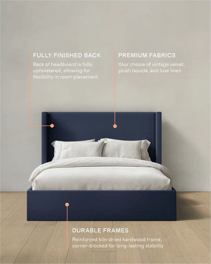 100% Linen Wingback Bed