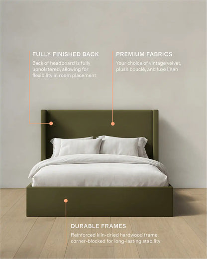 100% Linen Wingback Bed